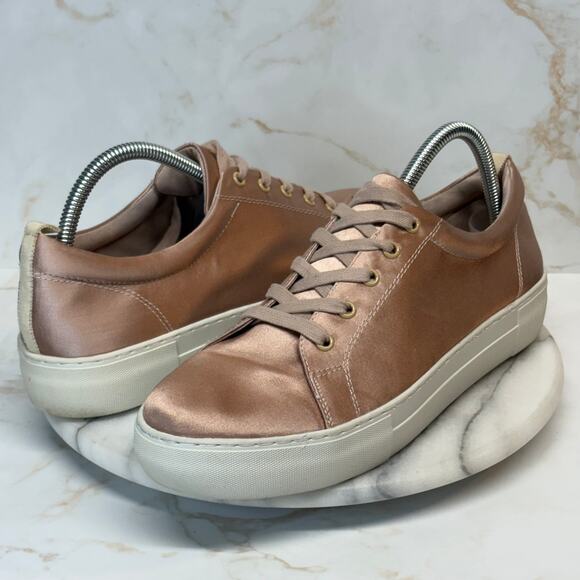 J/Slides Amberr Sneakers Pink Blush Satin Leather Lined Woman's‎ 10 Casual - Picture 1 of 12